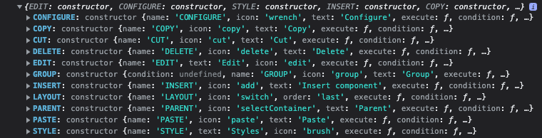 Editable toolbar actions